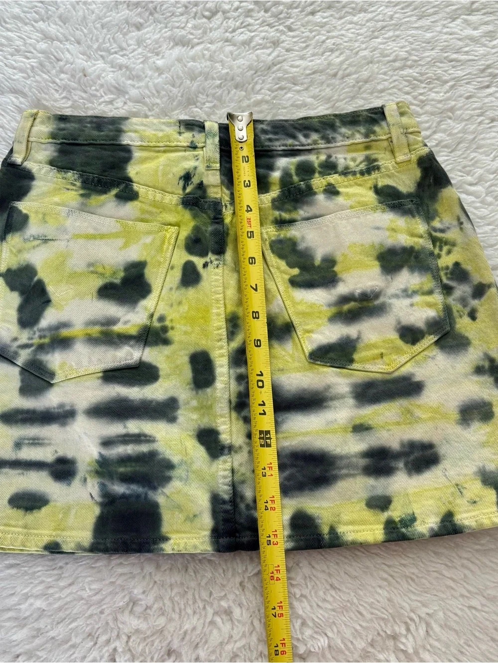 Hudson Jeans Yellow and Black Tie-Dye Mini Skirt size 28